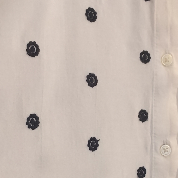 LOFT Polka Dot Button-Up Blouse With Cute Criss-Cross Detail On Back - Picture 7 of 8